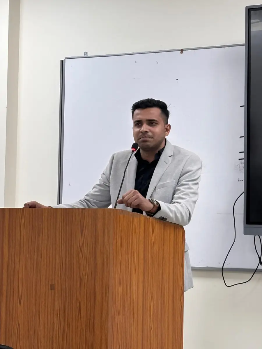 Abhishek Kumar speaking at an event