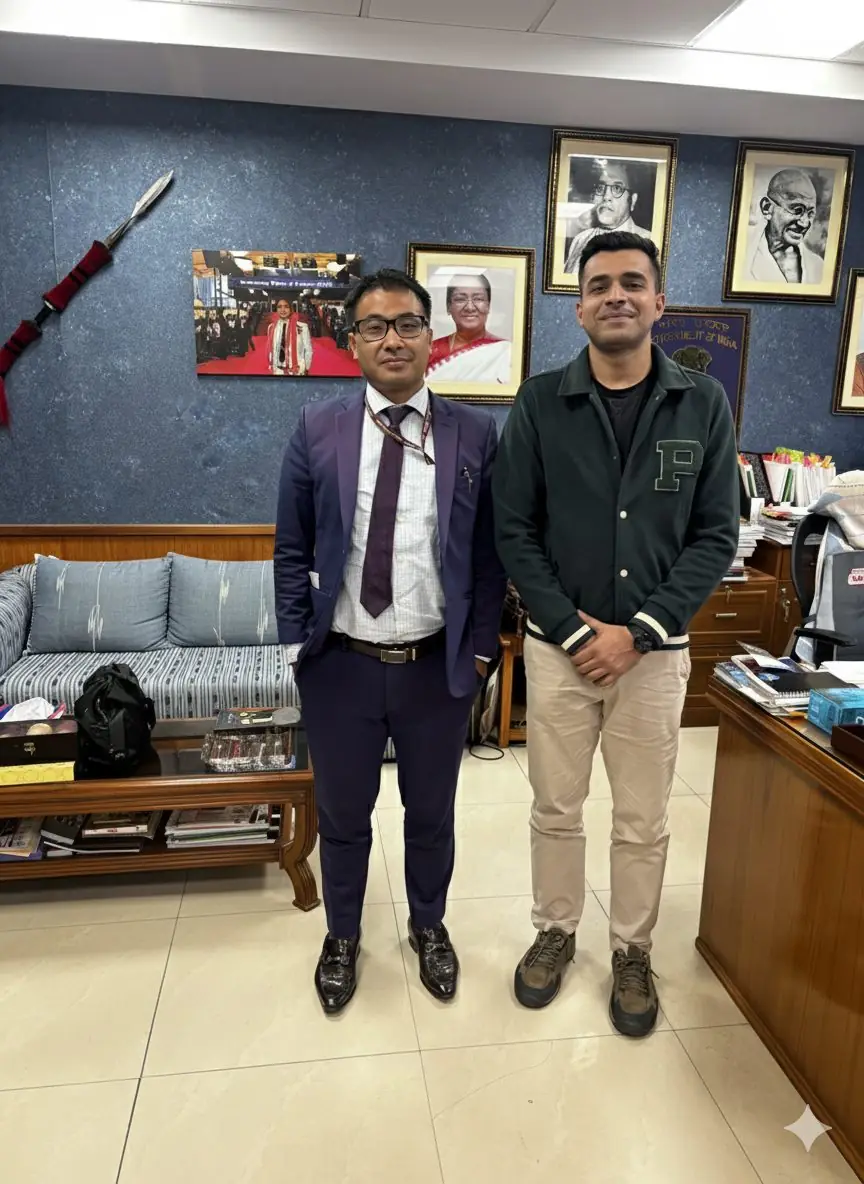 Founder Abhishek Kumar with IAS officer Armstrong Pame