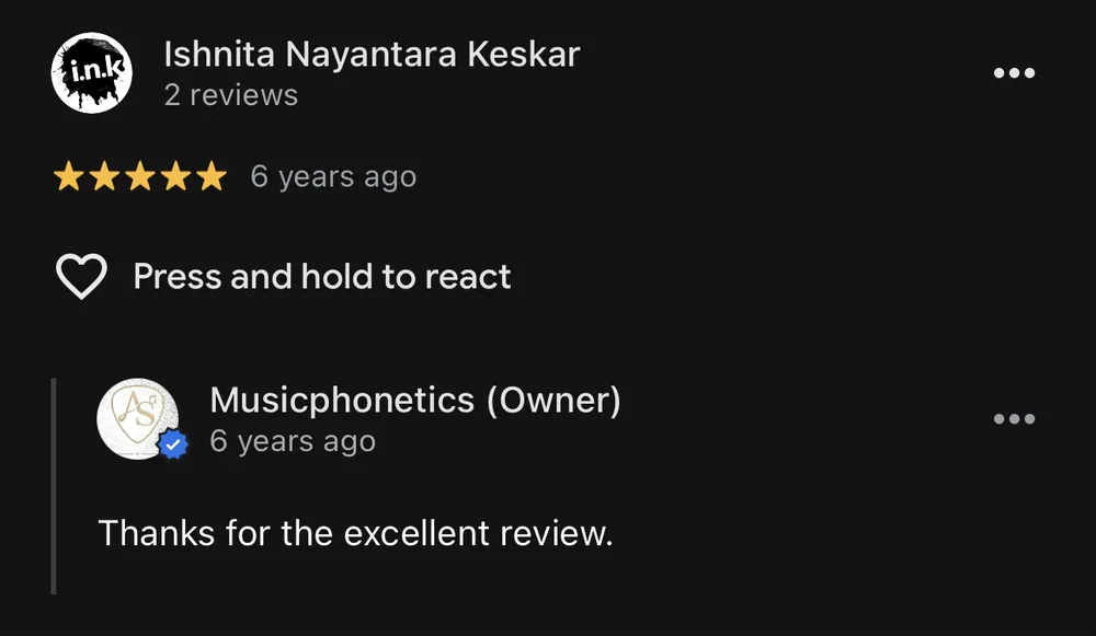 Real Google review from a Musicphonetics parent or student